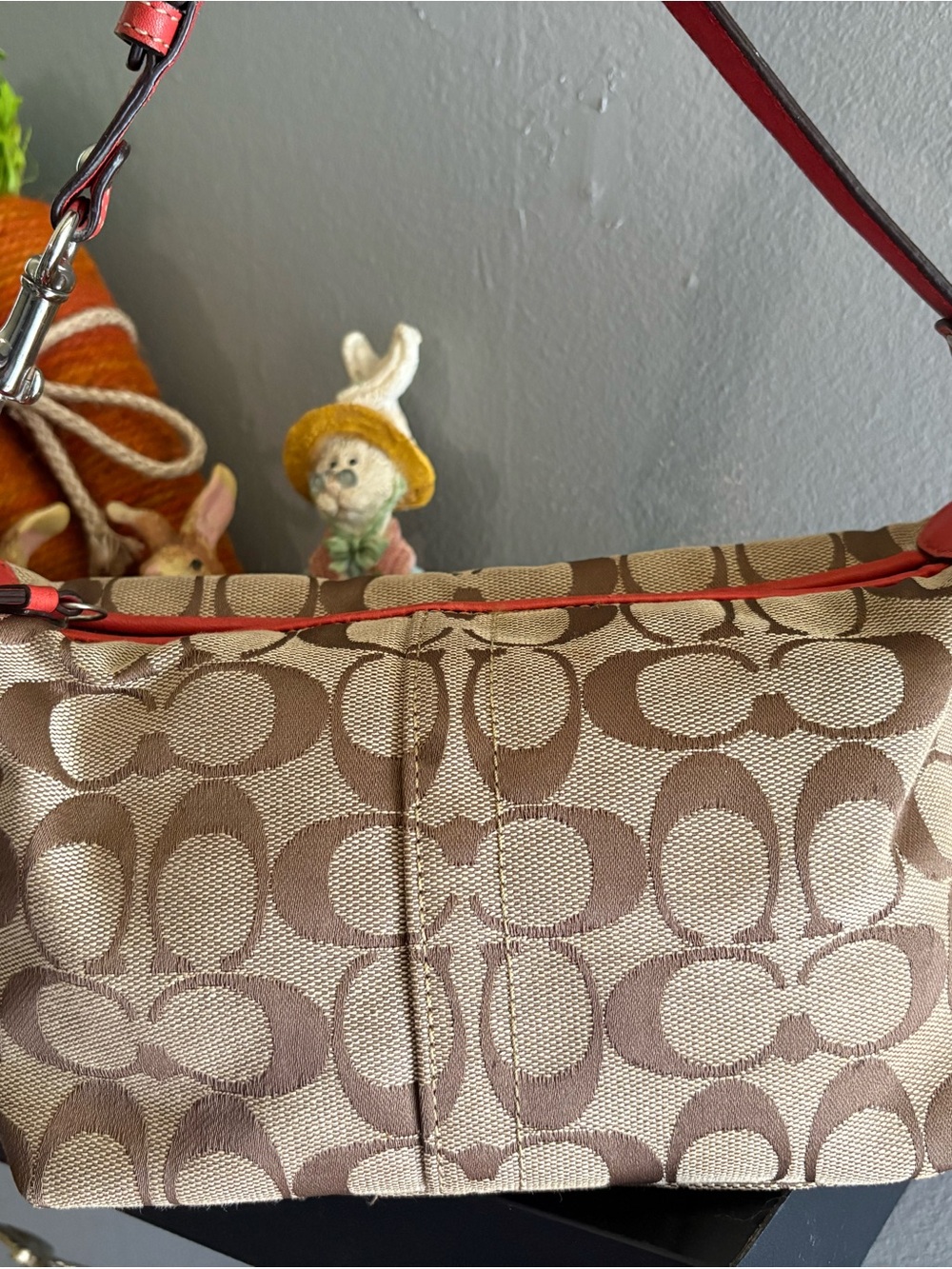 Coach y2k mini Bag with orange leather trim